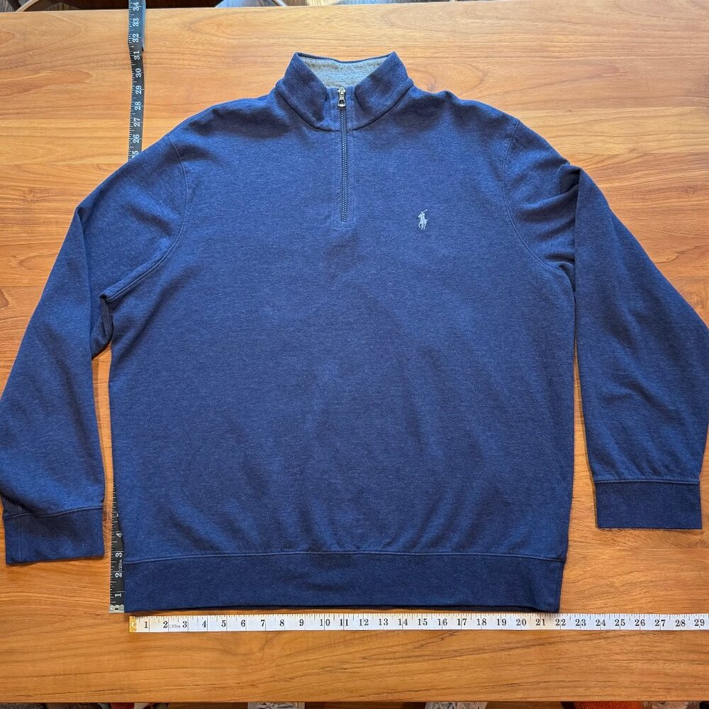 Polo Ralph Lauren‎ Men's Cotton Blend Quarter Zip Navy Blue XL